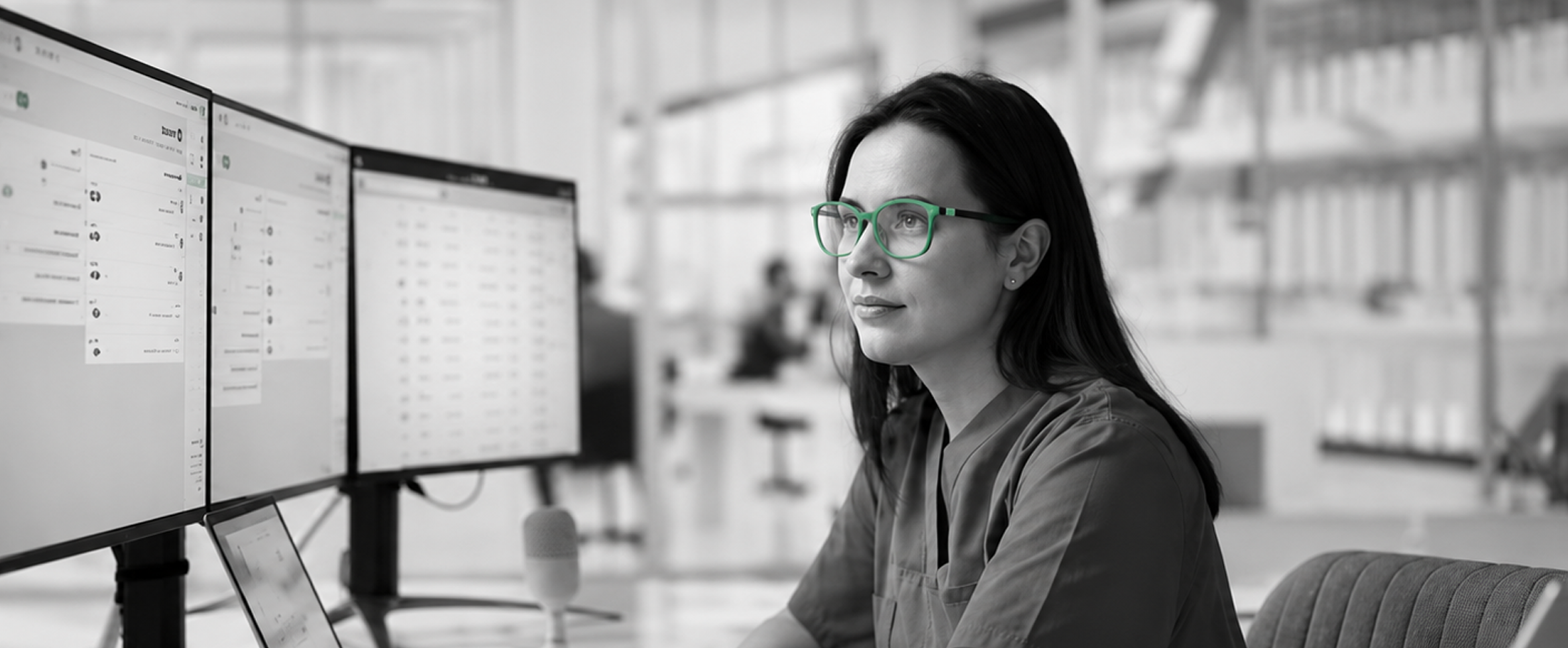 A professional working at a computer